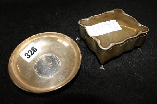 Silver trinket box and commemorative dish